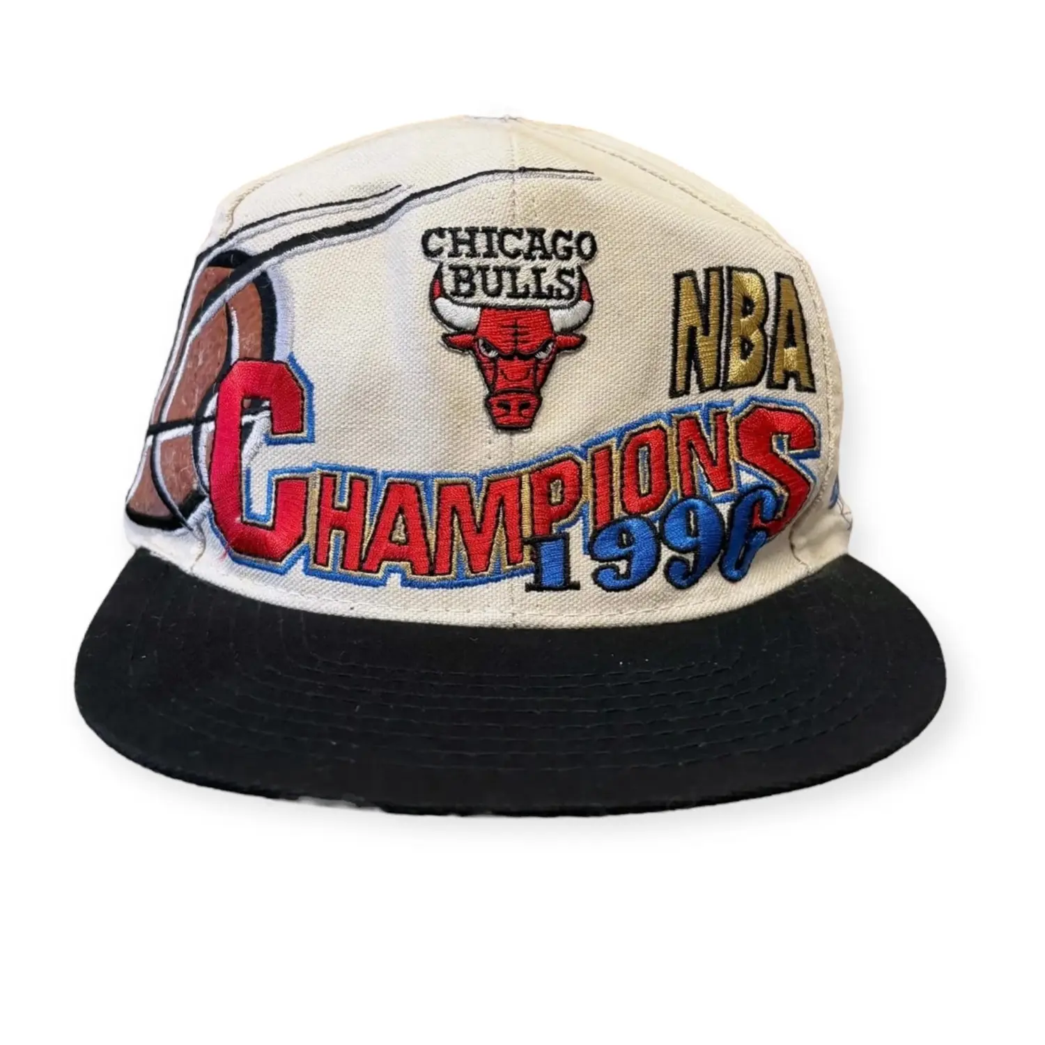 Vintage Chicago Bulls 1996 NBA Championship Looker Room Snap Back Hat